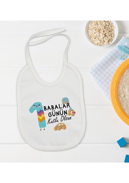 Kids Ilk Babalar Günü Tasarımlı Bebek Mama Önlüğü - Model 4