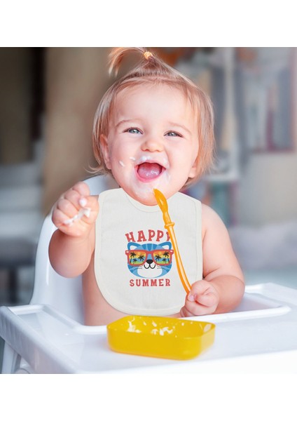 Kids Happy Summer Tasarımlı Bebek Mama Önlüğü - Model 1