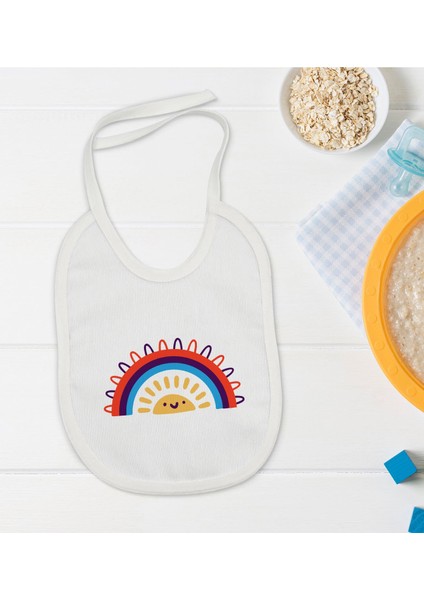 Kids Gökkuşağı Tasarımlı Bebek Mama Önlüğü - Model 1