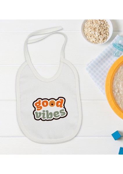 Kids Good Vibes Tasarımlı Bebek Mama Önlüğü - Model 1