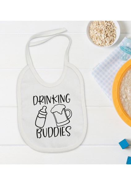 Kids Drinking Buddies Tasarımlı Bebek Mama Önlüğü - Model 1