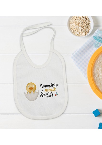 Kids Annesinin Minik Kuşu Tasarımlı Bebek Mama Önlüğü - Model 1