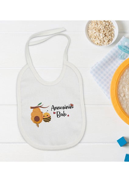 Kids Annesinin Balı Tasarımlı Bebek Mama Önlüğü - Model 1