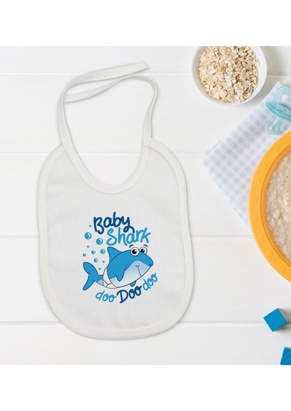Kids Baby Shark Tasarımlı Bebek Mama Önlüğü - Model 1