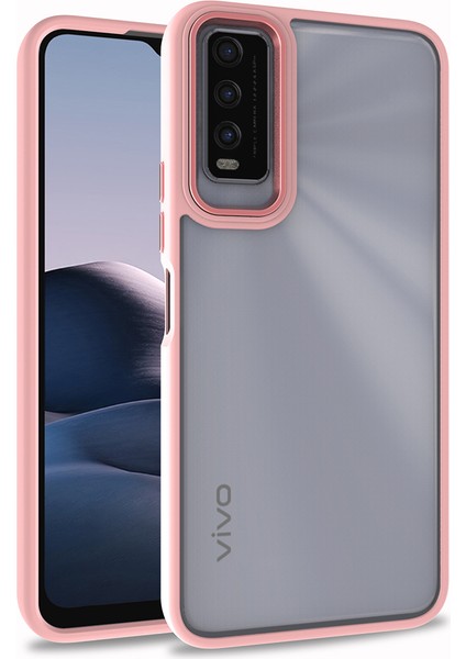 Vivo Y20S Renkli Kenarlı Parlak Flora Kılıf