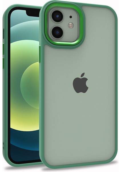 Iphone 12 Renkli Kenarlı Parlak Flora Kılıf + Ekran Koruyucu