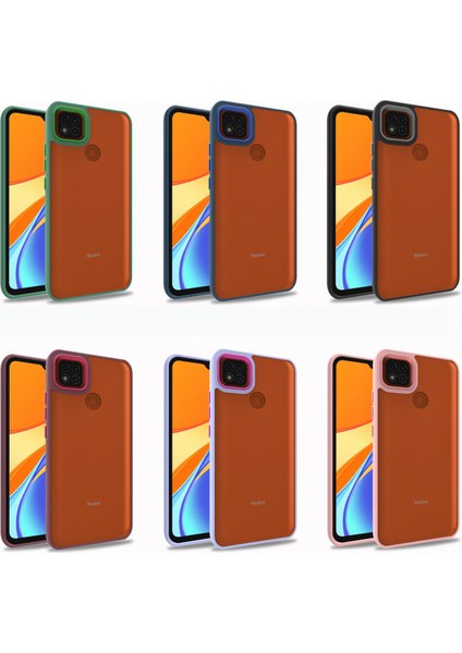 Xiaomi Redmi 9c Renkli Kenarlı Parlak Flora Kılıf + Ekran Koruyucu