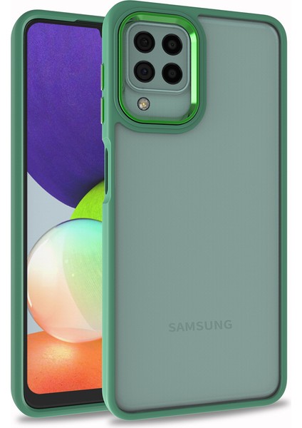 Samsung Galaxy M32 Renkli Kenarlı Parlak Flora Kılıf + Ekran Koruyucu