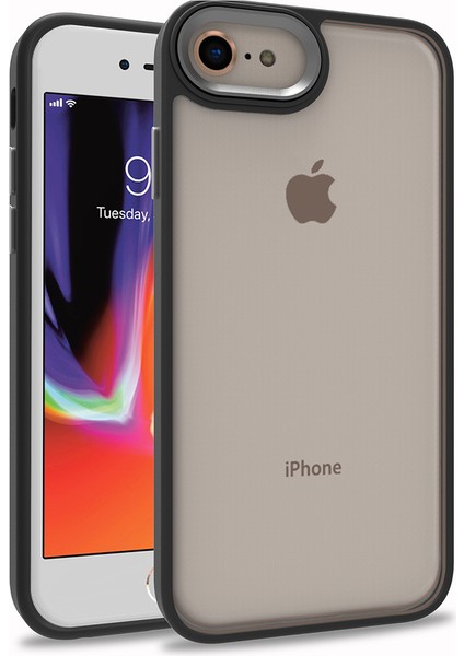 Iphone 8 Renkli Kenarlı Parlak Flora Kılıf + Ekran Koruyucu