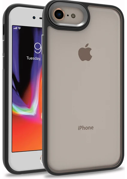 Iphone 8 Renkli Kenarlı Parlak Flora Kılıf + Ekran Koruyucu