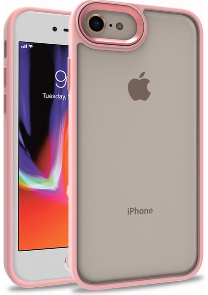 Iphone Se 2020 Renkli Kenarlı Parlak Flora Kılıf + Ekran Koruyucu