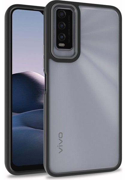 Vivo Y20 Renkli Kenarlı Parlak Flora Kılıf + Ekran Koruyucu