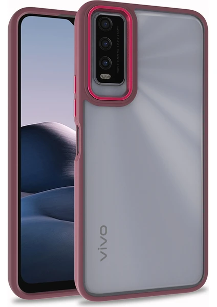 Vivo Y20S Renkli Kenarlı Parlak Flora Kılıf + Ekran Koruyucu