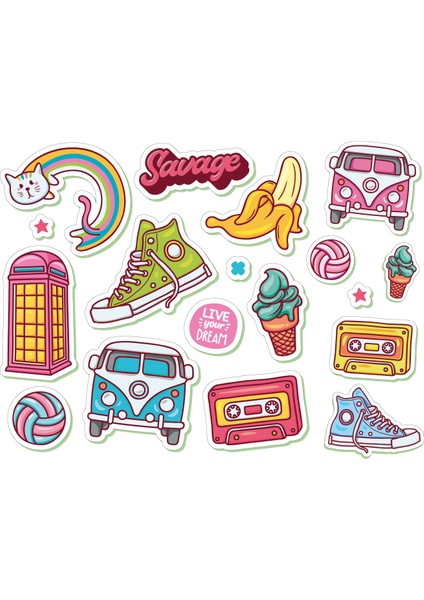 Laptop Notebook Tablet Sticker Seti 25 Parça - Vahşi Temalı fiyatları