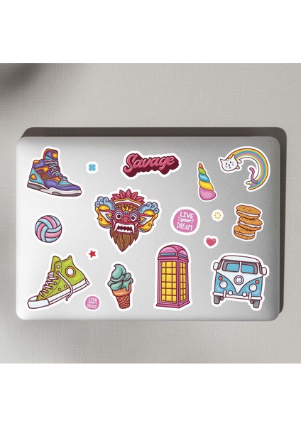 Laptop Notebook Tablet Sticker Seti 25 Parça - Vahşi Temalı modelleri