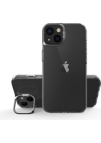 iphone 13 Kamera Standlı Renkli Kenar Şeffaf Skuba Kılıf
