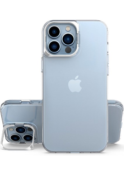 iphone 13 Pro Kamera Standlı Renkli Kenar Şeffaf Skuba Kılıf