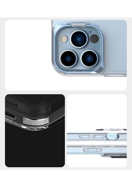 iphone 13 Pro Max Kamera Standlı Renkli Kenar Şeffaf Skuba Kılıf + Kırılmaz Ekran Koruyucu modelleri