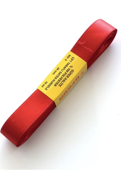2 cm Saten Kurdele - Kırmızı Saten Kurdele 10 Metre