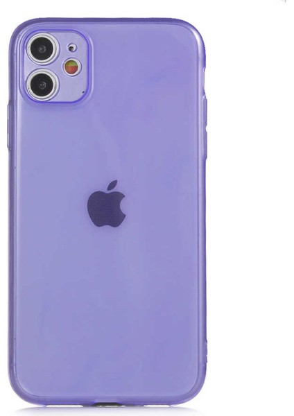 Apple iPhone 11 Kapak Kamera Korumalı Neon Renkli Silikon Kılıf - Neon Mor