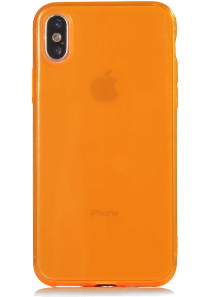 Apple iPhone Xs Kapak Kamera Korumalı Neon Renkli Silikon Kılıf - Neon Turuncu