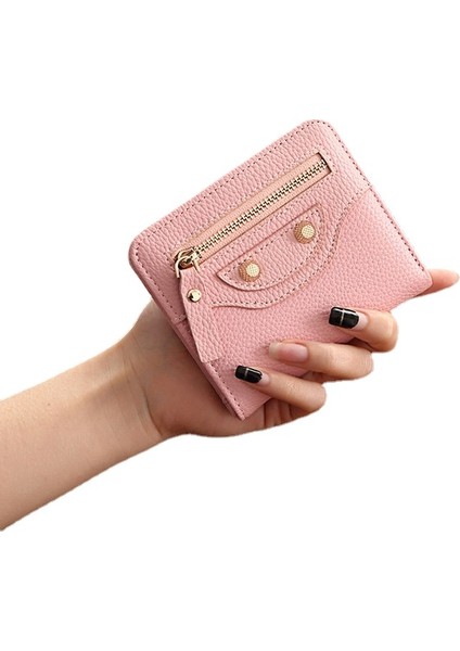 Kısa Cüzdan Kadın Kılıfı Bifold Küçük Moda Smiley Sevimli Pu Deri Kart Çantası (Yurt Dışından)