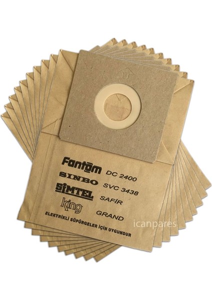 Fantom Uyumlu Wf 5500 Su Perisi Süpürge Kağıt Toz Torbası 10 Adet