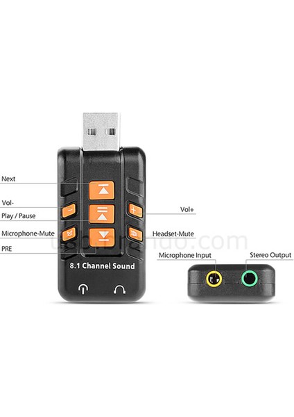 8.1 USB Ses Kartı Virtual Sound 3D - USB Harici Ses Kartı Chipli Versiyon