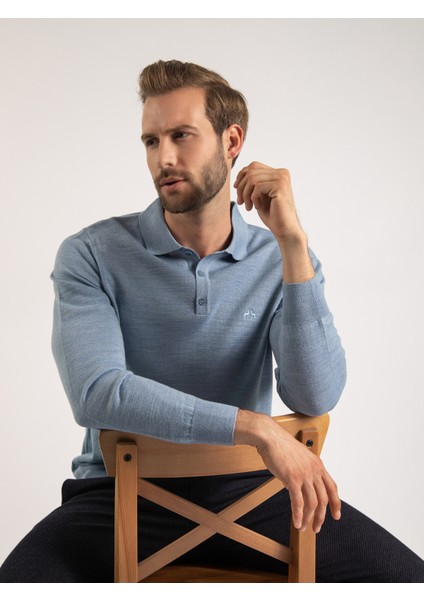 Karaca Karaca Erkek Regular Fit Triko Kazak-Mavi Melanj