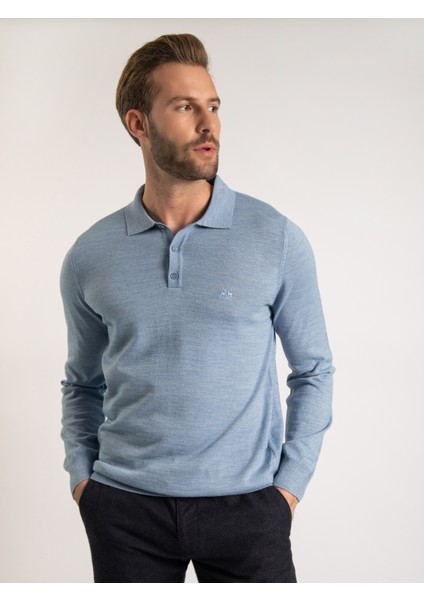 Karaca Karaca Erkek Regular Fit Triko Kazak-Mavi Melanj modelleri