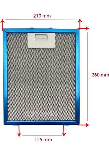 21 x 26 cm Aspiratör Davlumbaz Metal Yağ Filtresi 210X260MM fiyatları