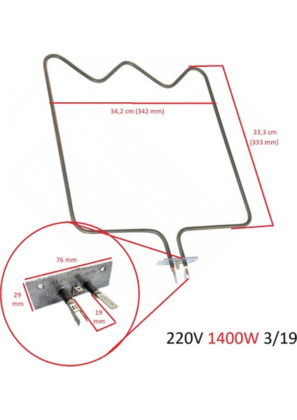 Beko Uyumlu 4700TB Fırın Alt Rezistansı 262900002 1400 W Ölçülere Dikkat Ediniz