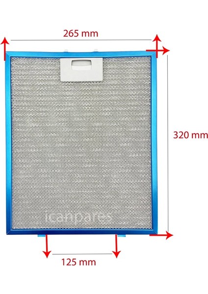 26,5 x 32 cm Aspiratör Davlumbaz Metal Yağ Filtresi 265X320MM fiyatları