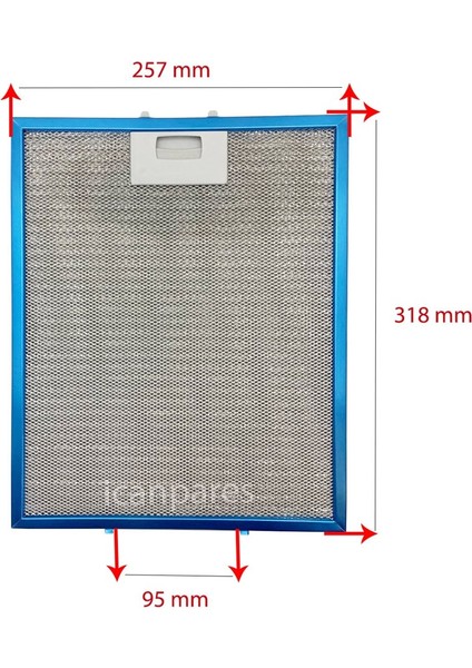 25,7 x 31,8 cm Aspiratör Davlumbaz Metal Yağ Filtresi 257X268MM fiyatları