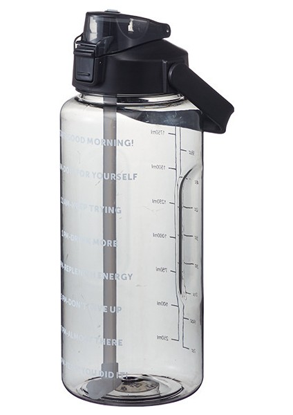 Saman ile 2 Litre Su Şişesi Kadın Kızlar Büyük Taşınabilir Seyahat Şişeleri Spor Fitness Kupası Yaz Soğuk Su ile Zaman Ölçeği (Yurt Dışından)