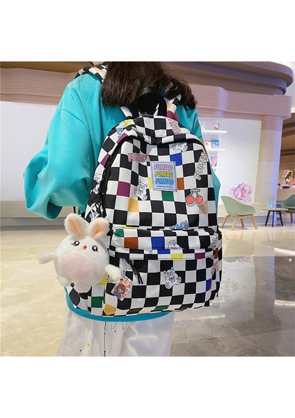 Ekose Desenli Okul Sırt Çantası - Siyah/beyaz (Yurt Dışından) modelleri