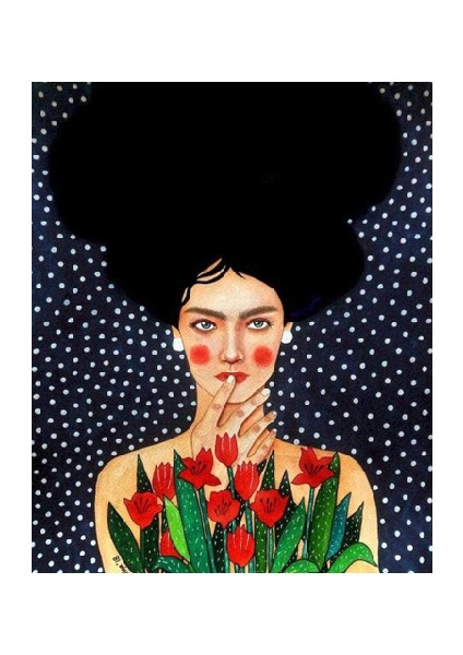 Laleli Kadın Sayılarla Boyama Seti 40X50CM