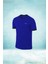 Büyük Beden Erkek Mavi Dri-Fit Kumaş Baskısız Sıfır Yaka Kısa Kol T-Shirt (4xl- 10XL) 1
