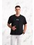 Oversize Önü Baskılı Pamuklu Basic Erkek Penye T-Shirt 2