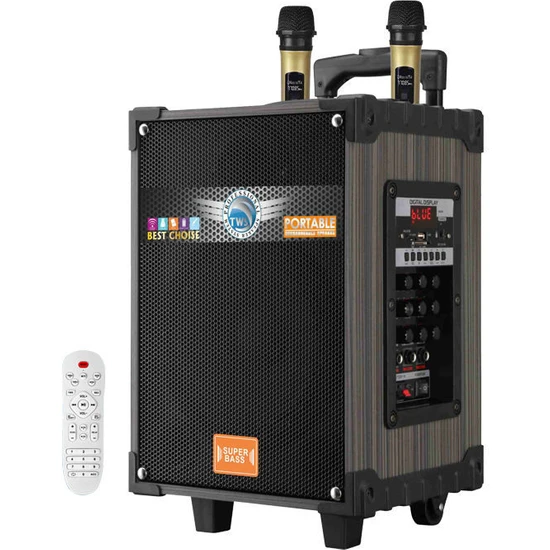 Ultratekno LT-912 Süper Bass Kumandalı Şarjlı Çift Mikrofonlu Hoparlör Sistemi Taşınabilir Amfi