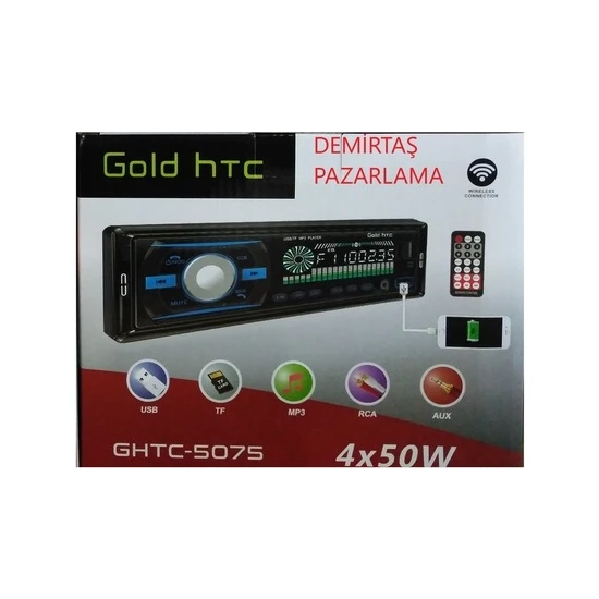 Gold HTC Çift Usbli Oto Teyp 4X50 Watt Bluetooth/Usb/Sd