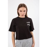 Be More Bisiklet Yaka Crop Oversize Ön Arka Baskılı Tshirt