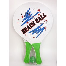 UDATOYS Beach Ball Tenis Raketi Ahşap Tahta 2li Raket ve Pinpon Top Seti