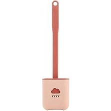 Xinh Iskandinav Tarzı Çevre Dostu Hızlı Kuruyan Silikon Tuvalet Fırçası Ücretsiz Duvara Montaj Sticker ile Set (Pembe Sticker)