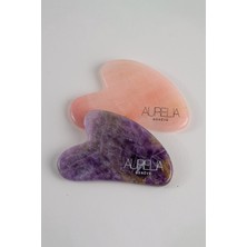 Aurelia Pembe Kuvars & Ametist Gua Sha Taş Seti