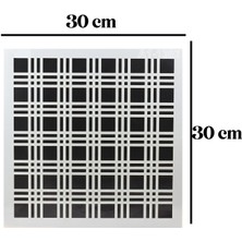 Badem10 Afilli Stencil Duvar Boyama Şablon Tasarım Ekose Desen Tekrar Kullanılabilir 30X30 cm