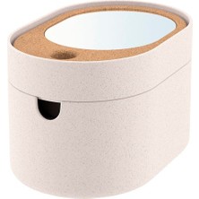 IKEA Ayna Kapaklı Saklama Kutusu  Bölmeli- Plastik Mantar Meridyendukkan 24X17 cm Makyaj-Takı Organizeri