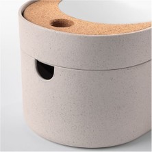 IKEA Ayna Kapaklı Saklama Kutusu  Bölmeli- Plastik Mantar Meridyendukkan 24X17 cm Makyaj-Takı Organizeri