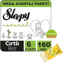 Sleepy Natural Bebek Bezi Mega Avantaj Paketi 6 Numara 160'LI 15 - 25 kg + Islak Mendil