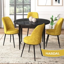 Canisa Concept Tor Serisi,  Yuvarlak Mutfak Masa Takımı, Siyah Mermer Desen Masa ve 4 Sandalye